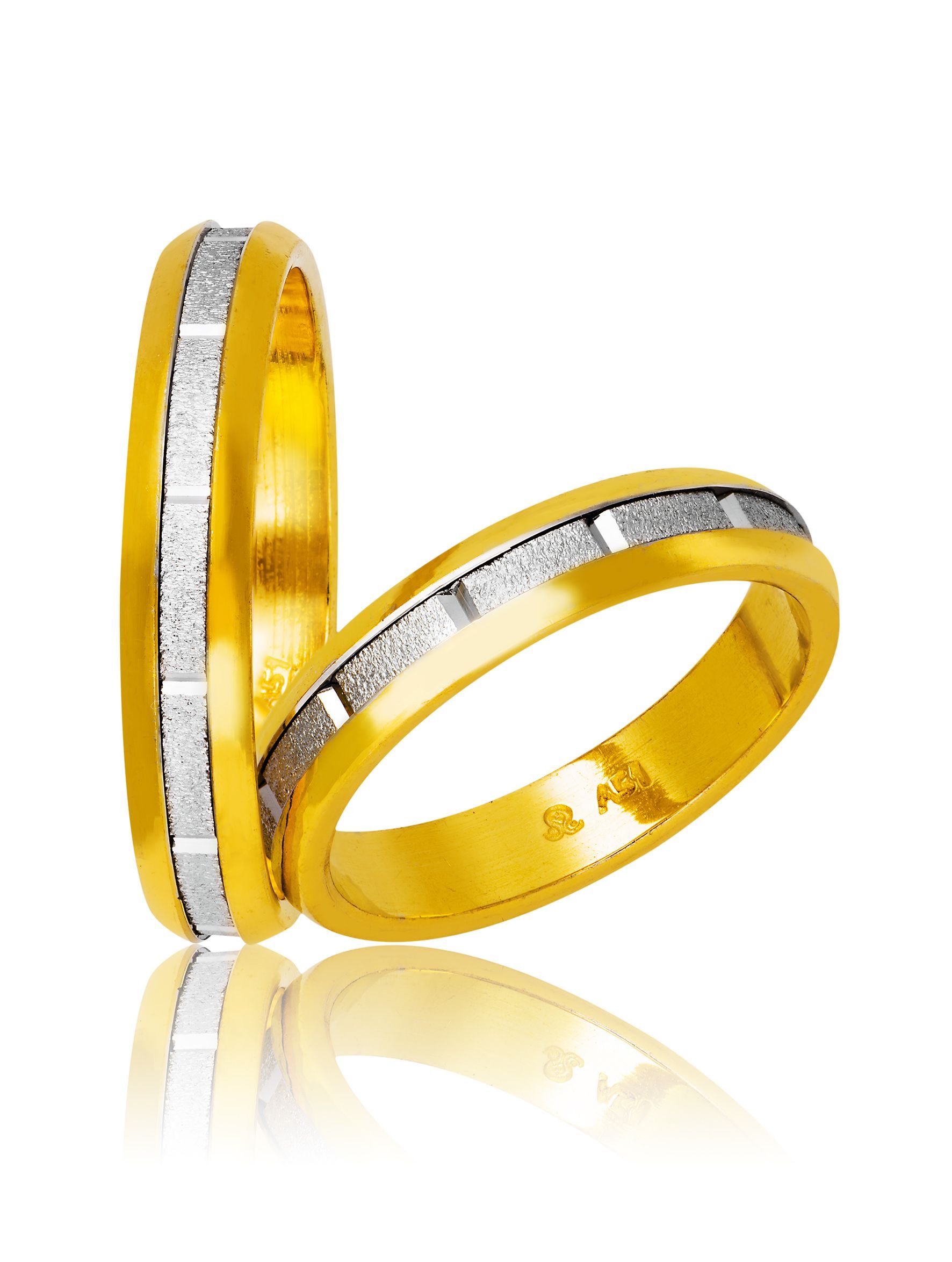 White gold & gold wedding rings 4.3mm (code 720)
